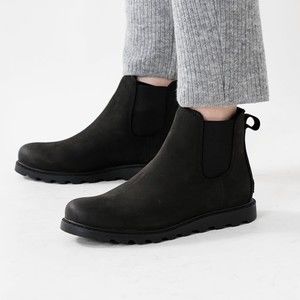 Sorel Ainsley Black Nubuck Waterproof Chelsea Boots